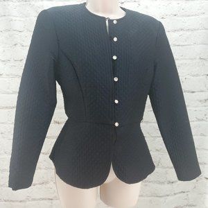 Vintage Razook's Womens Navy Black Long Sleeve Lined Quilted Jacket Size 2